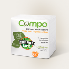 One pack of 250 Compo premium lunch napkins on a light background